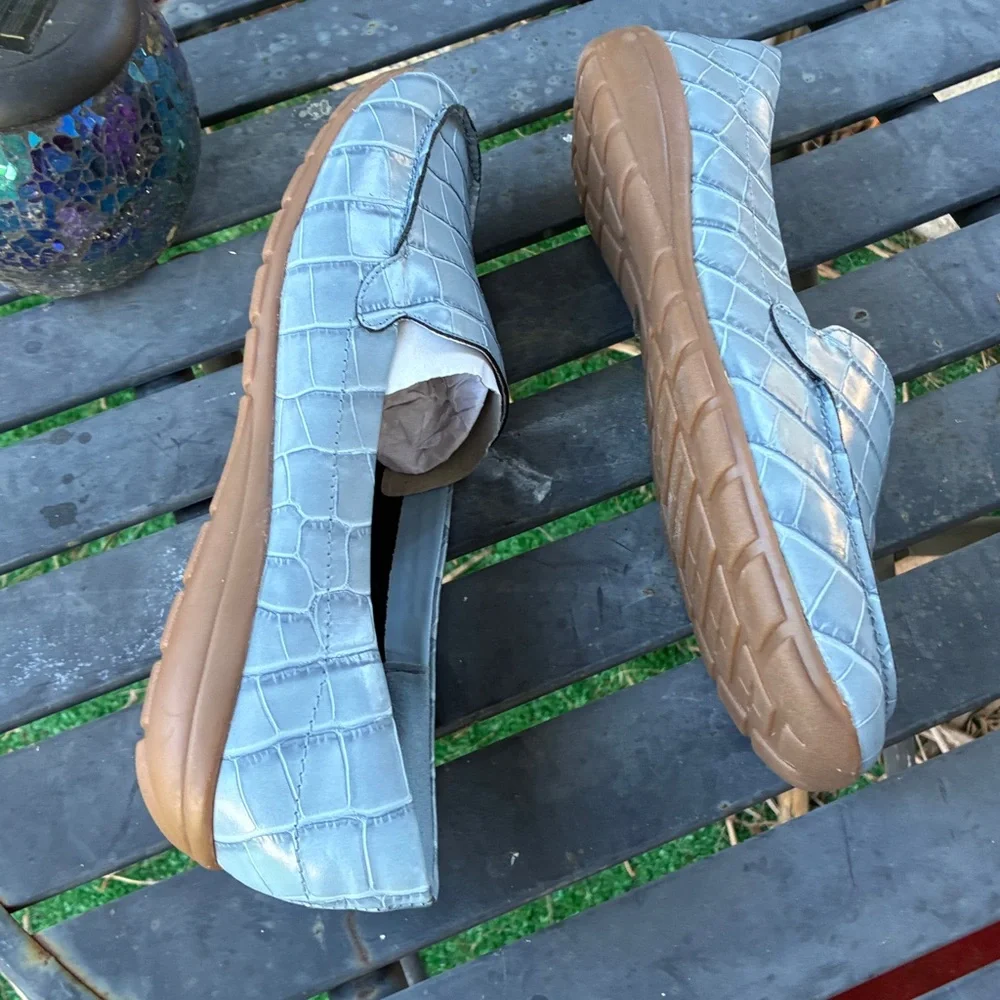 Easy Spirit Comfortable Aqua Crocodile-Embossed Loafers New Without Box Sz 12M - Picture 3 of 5